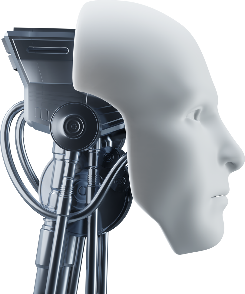 Robot head artificial intelligence a.i. machine learning technology